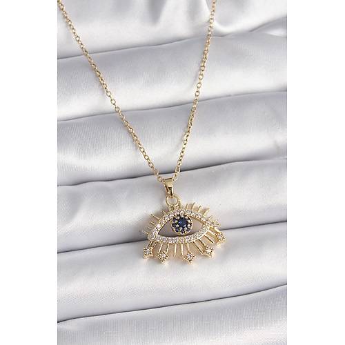 316L �elik Gold Renk Zincir Zirkon Ta�l� G�z Model Kad�n Y�z�k