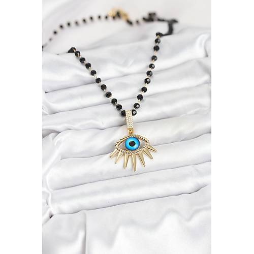 316L �elik Zincir Kristal Boncuklu G�z Model Kad�n Kolye
