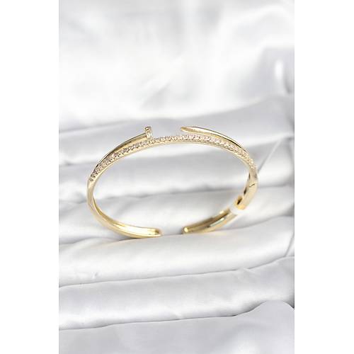 Pirin� Gold Renk Zirkon Ta�l� �ivi Model Kad�n Kelep�e Bileklik