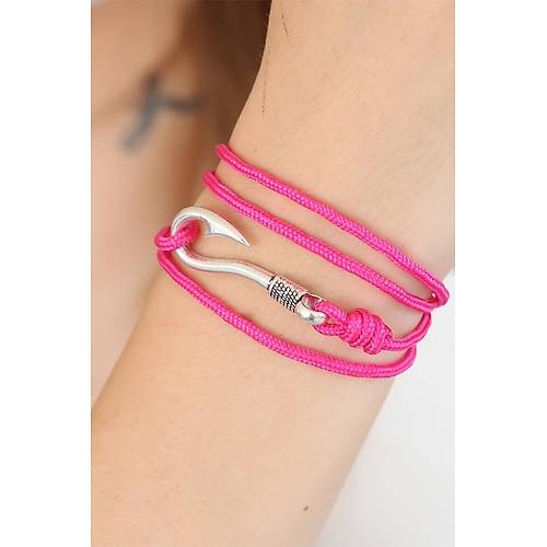 Fu�ya Renk G�m�� Metal Kancal� Bayan �oklu Bileklik