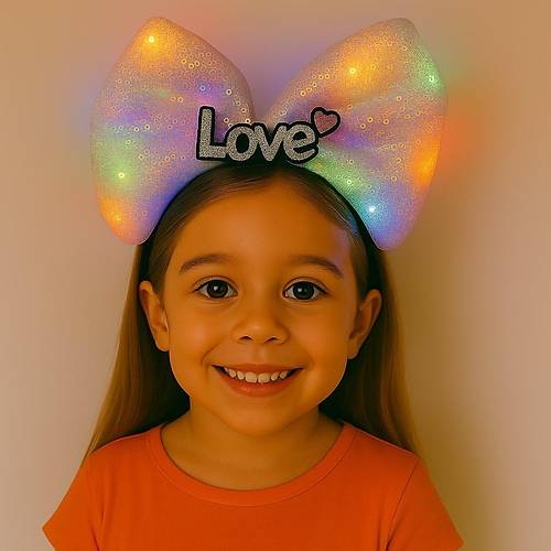 LED I��kl� Love Yaz�l� Pembe Fiyonk Ta� � K�z �ocuk Parti Tac�