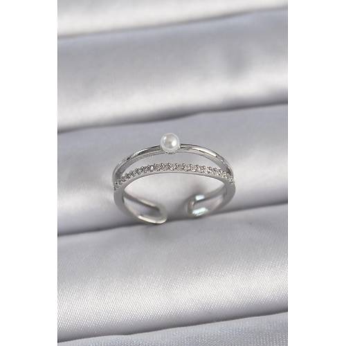 Pirin� G�m�� Renk Zirkon Ta�l� �nci Detay Ayarlanabilir Model Kad�n Y�z�k