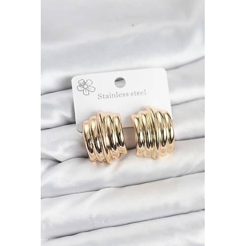 Vintage Model 316L �elik Gold Renk Kad�n K�pe