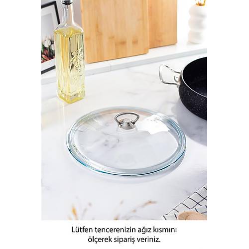 26 Cm Tencere & Tava & Sahan i�in Metal Kulplu Cam Kapak (T�M TENCERELERE UYUMLUDUR)