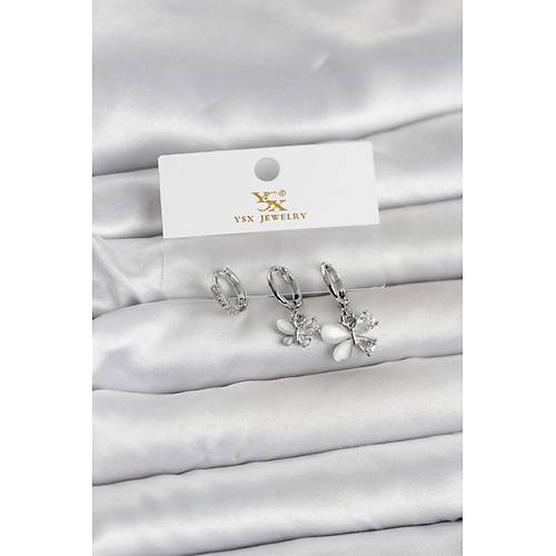 Pirin� G�m�� Renk Kelebek Model 3'l� Kad�n K�pe