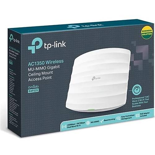 TP-LINK OMADA EAP225 AC1350 DUAL BAND WIFI 1XGBIT RJ45 450MBPS/2.4GHZ TAVAN T�P� ACCESS POINT (POE ADAPT�R� DAH�L)