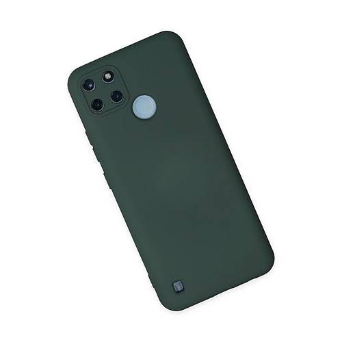 Realme C25Y K�l�f Nano i�i Kadife Silikon - Koyu Ye�il