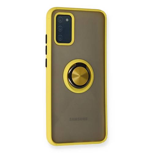 Galaxy A02S K�l�f Montreal Y�z�kl� Silikon Kapak - Sar�