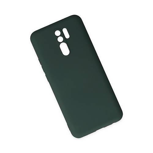 Redmi 9 K�l�f Nano i�i Kadife Silikon - Koyu Ye�il
