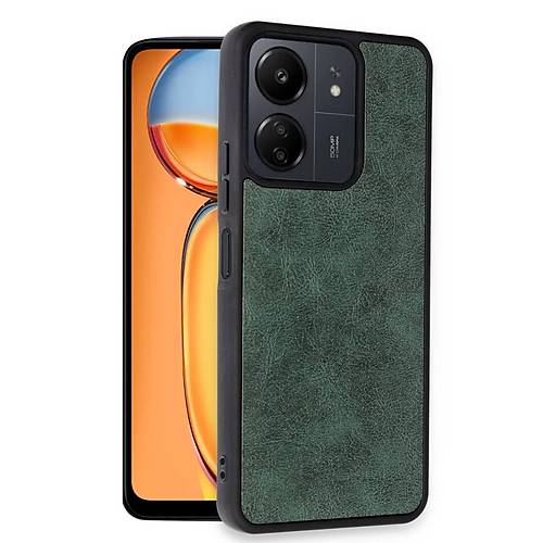Redmi 13C K�l�f Aras Deri Kapak - Koyu Ye�il