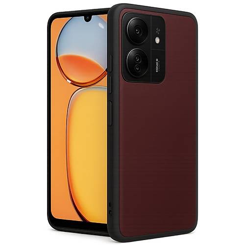 Redmi 13C K�l�f Aras Deri Kapak - Bordo