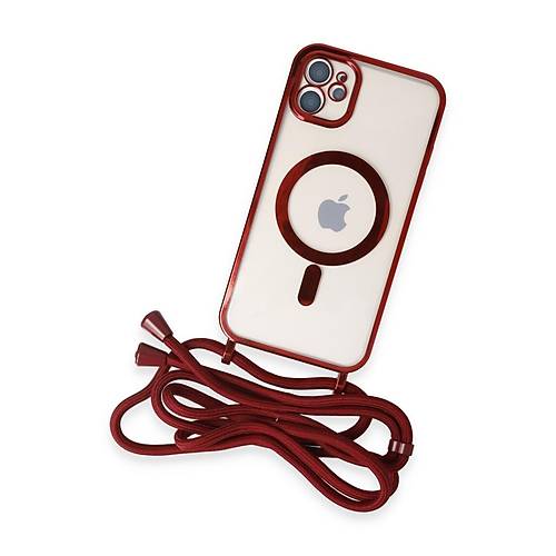 iPhone 11 K�l�f Divo Lazer Ask�l� Magsafe Kapak - K�rm�z�