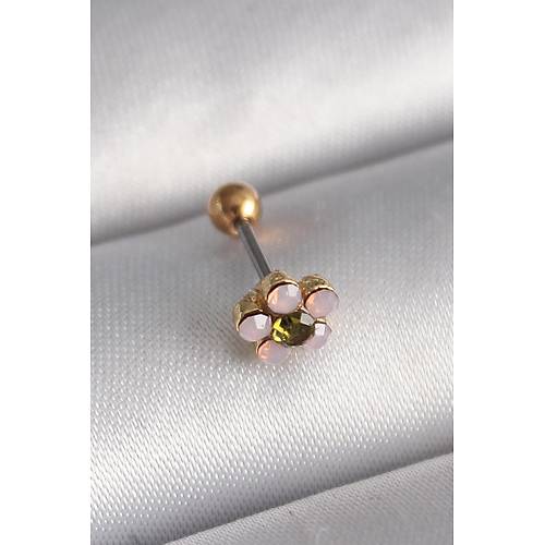 316L �elik Gold Renk Zirkon Ta�l� �i�ek Tragus Piercing