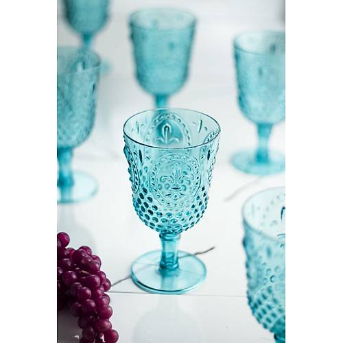 Akrilik Aquamarin 6'l� Kadeh & Su Me�rubat Kahve Yan� Barda�� 450 ml ( Cam De�ildir )