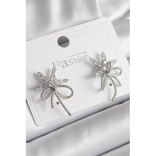 Pirin� G�m�� Renk Zirkon Ta�l� Y�ld�z D���m Model Kad�n K�pe