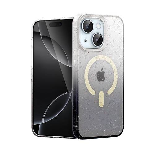 iPhone 15 Pummel Shiny Magsafe Kapak - Siyah
