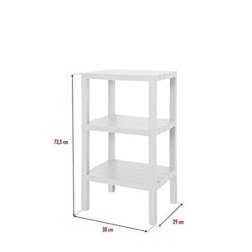 3 Katl� Beyaz Raf Kitapl�k & Banyo D�zenleyicisi 73,5 cm