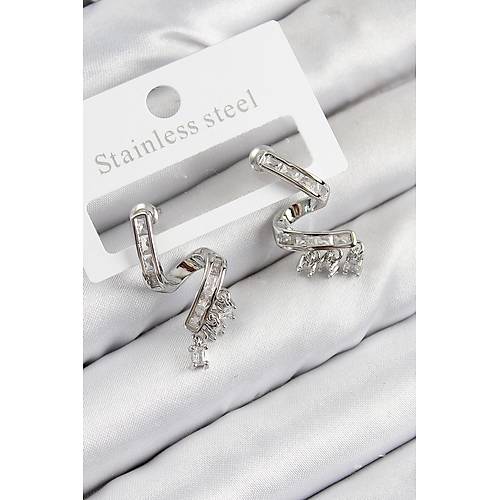 Pirin� Zirkon Ta�l� K�vr�ml� Model G�m�� Renk Kad�n K�pe