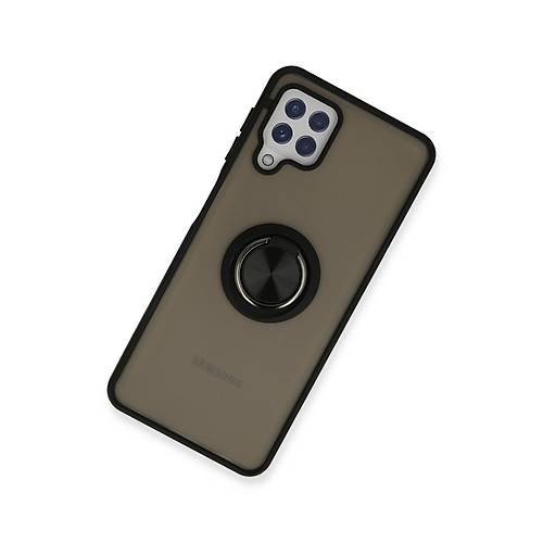 Galaxy A22 K�l�f Montreal Y�z�kl� Silikon Kapak - Siyah
