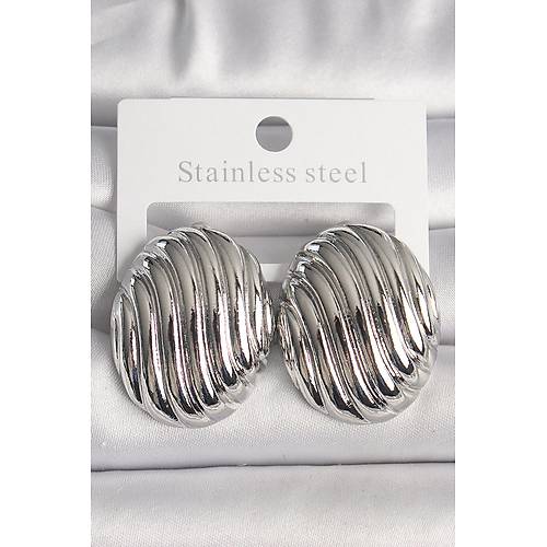 Pirin� G�m�� Renk ��lemeli Oval Model Kad�n K�pe