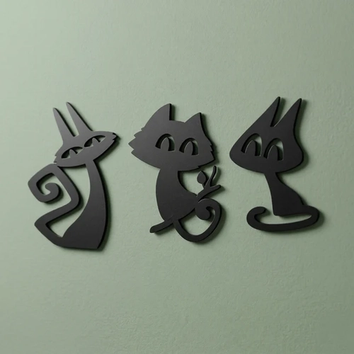 3�l� Dekoratif Kedi Duvar Tablosu MDF Lazer Kesim Modern Duvar S�s� Minimal Kedi Fig�rl� Dekor