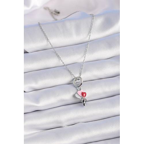316L �elik G�m�� Renk Renkli Kalp Fig�r Charm Model Kad�n Kolye