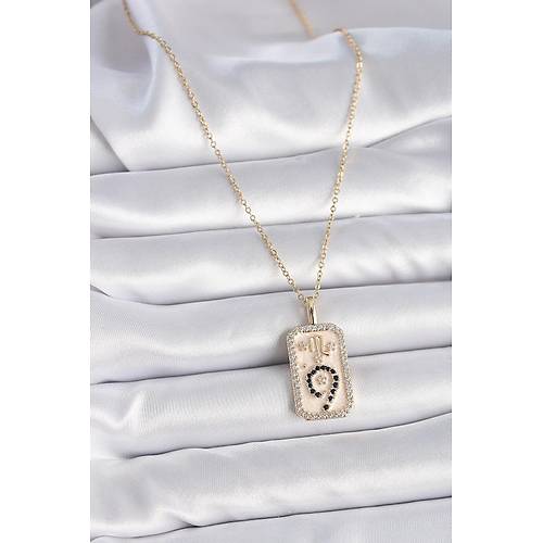 316L �elik Gold Renk Zincir Akrep Burcu Zirkon Ta�l� Kad�n Kolye