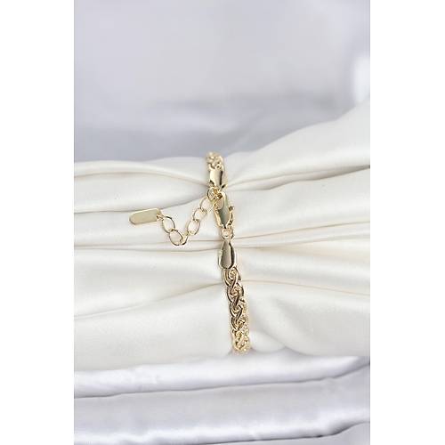 CM 14K Gold Renk Sarmal Zincir Model Kad�n Bileklik