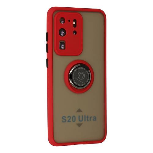 Galaxy S20 Ultra K�l�f Montreal Y�z�kl� Silikon Kapak - K�rm�z�
