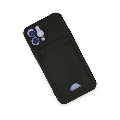 iPhone 12 K�l�f Kelvin Kartvizitli Silikon - Siyah