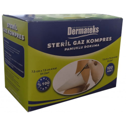 Dermateks - Nonsteril Gaz Kompres - 7.5 cm x 7.5 cm - 100'l�