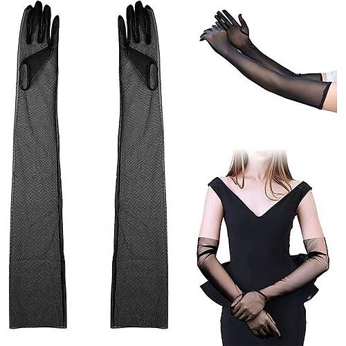 Uzun Boy Likral� Siyah Renk Yeti�kin Mega T�l Eldiven 53 cm
