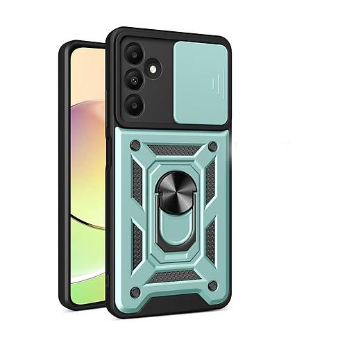 Galaxy M15 K�l�f Pars Lens Y�z�kl� Silikon - Ye�il