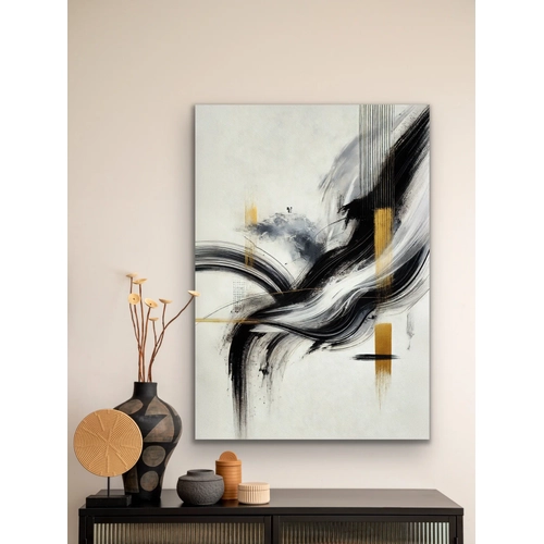 Siyah Gold Soyut Kanvas Tablo 70x100cm