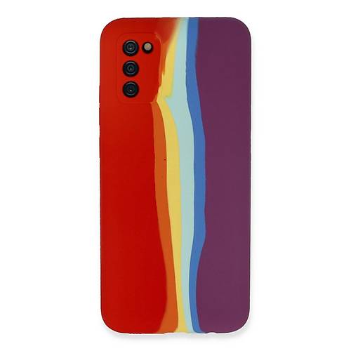 Galaxy A03S K�l�f Ebruli Lansman Silikon - K�rm�z�-Mor