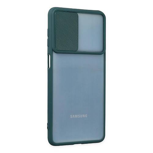 Galaxy M52 5G K�l�f Palm Buzlu Kamera S�rg�l� Silikon - Ye�il