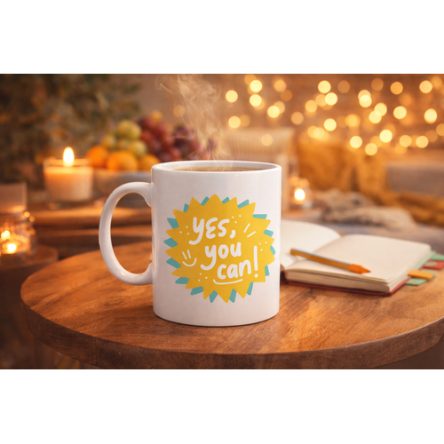 Yes You Can Motivasyon Kupas� MODEL 131 , Pozitif Mesajl� Porselen Kupa , �lham Veren Tasar�m , Ofis & Hediye Kupas�