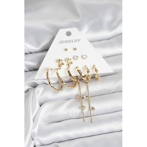 Gold Renk 6 �ift Pirin� Kad�n K�pe Seti