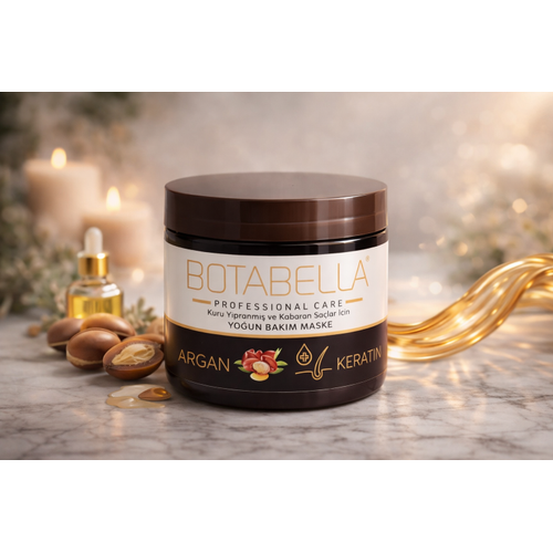 Botabella Argan ve Keratin ��eren Yo�un Sa� Bak�m Maskesi Kuru ve Y�pranm�� Sa�lar ��in Profesyonel Bak�m