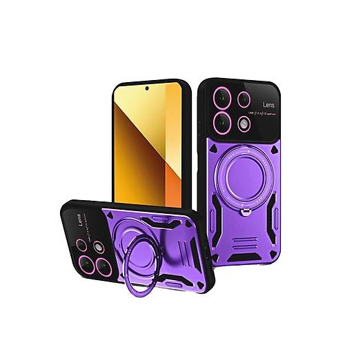 Redmi Note 13 4G K�l�f Joy Lens Standl� Kapak - Mor