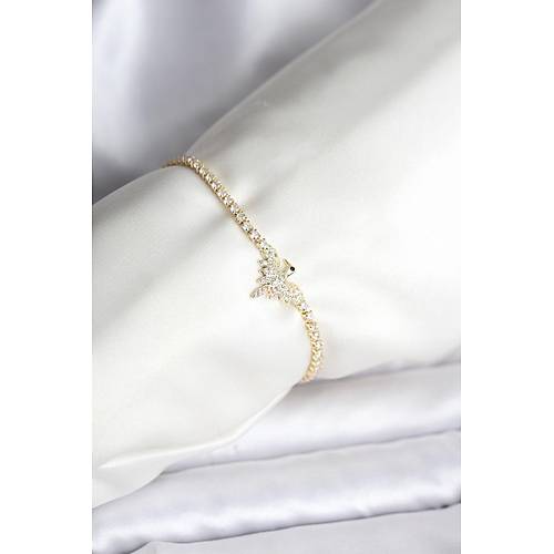 Anka Ku�u Model Zirkon Ta�l� Gold Renk Pirin� Su Yolu Kad�n Bileklik