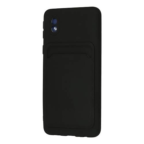 Galaxy A01 Core K�l�f Kelvin Kartvizitli Silikon - Siyah