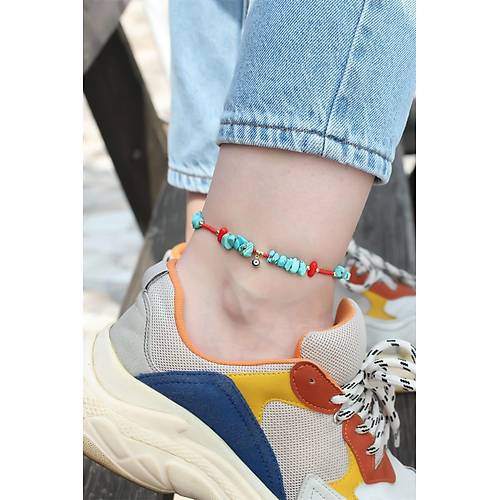 Mavi Do�al Ta� Tasar�ml� Nazar Boncuk Detayl� Halhal