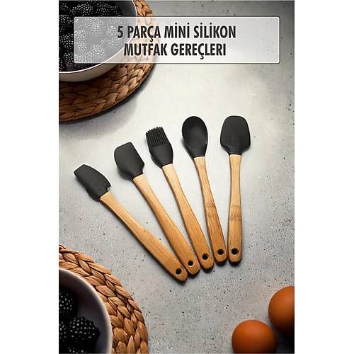 5 Par�a Bambu Sapl� Mini Supatula Seti
