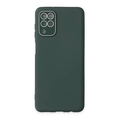 Galaxy A22 K�l�f Lansman Glass Kapak - Koyu Ye�il