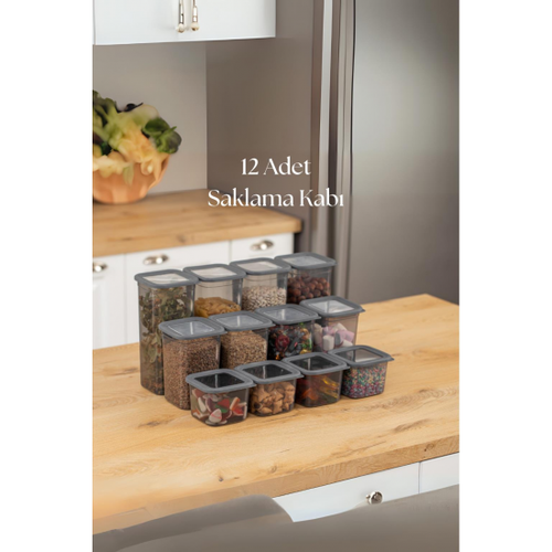 12'li 3 Boy Kavanoz Seti & Saklama Kab� & Erzak Kab� 6x650/1300/1900 Ml (40 L� Etiket Hediyeli)