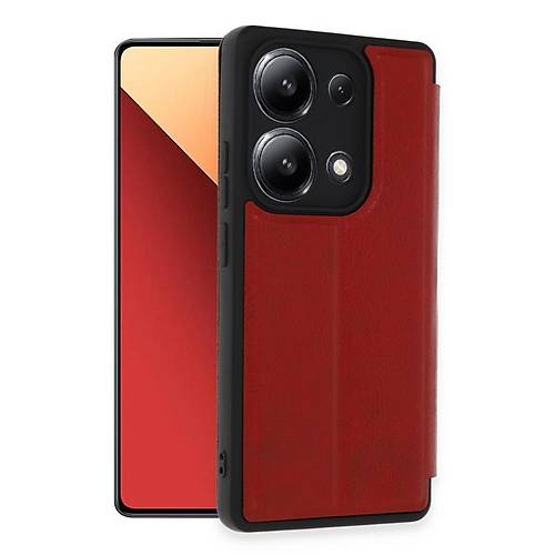 Redmi Note 13 4G K�l�f Flip Cover - K�rm�z�