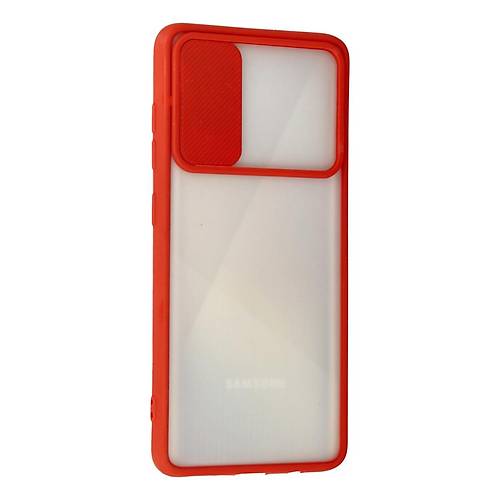 Galaxy A71 K�l�f Palm Buzlu Kamera S�rg�l� Silikon - K�rm�z�