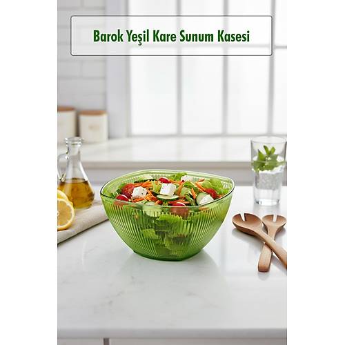 Barok Ye�il Orta Boy Kare Kase & Sunum Kasesi - 1,5 Lt