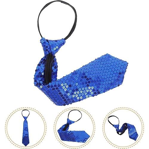 Mavi Renk Pul Payetli I��lt�l� Parti Kravat� 33 cm